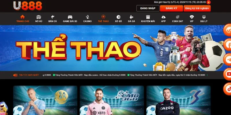 Tìm hiểu về sảnh thể thao tại U888